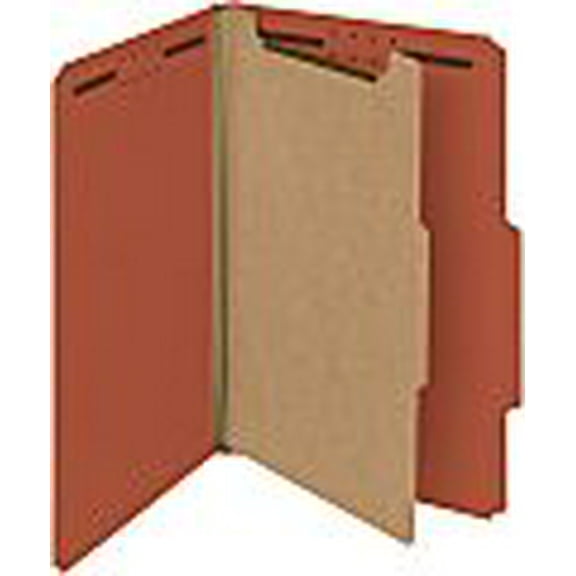 Smead 100% Recycled Pressboard Classification File Folder 1 Divider 2" Expansion Legal Size Red 10 per Box