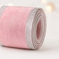 thumbnail image 4 of ZENVIVE Pink Velvet Christmas Wired Ribbon, 3.9 Inch × 5.4 Yard Embossed Border Fabric Ribbon, Xmas Winter Holiday Ribbon Bows Accessories for Crafting Gift Wrapping Decorations, 4 of 7