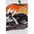 thumbnail image 3 of Coolnut Black Cat with Orange Pumpkin Thermal Insulated Blackout Grommet Printed Window Curtain - 84x55 in - 100% Polyester 2 Panels, 3 of 5