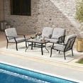 thumbnail image 3 of Costway 4 PCS Patio Metal Chairs Outdoor Dining Seat Heavy Duty with Cushions Garden Gray, 3 of 8