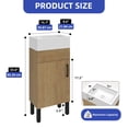 thumbnail image 6 of ModFusion 15" Bathroom Vanity in Natural Wood Finish with Splash-Proof SMC Single Basin & Sift-Close Door Storage Cabinet, Adjustable Metal Legs, 6 of 9