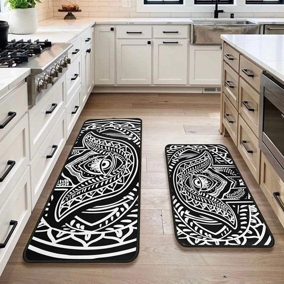 Evil Eye Kitchen Rugs Set 2Pcs Psychedelic Non Slip Kitchen Floor Rugs and Mats Waterproof Comfort Kitchen Standing Runner Rug Carpets for Kitchen Home Living Room Decor 17"x48" 17"x24"