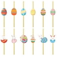thumbnail image 4 of Fiudx Pajitas de Papel de Pascua, Diseño de Anillos Coloridos, Material Ecológico Reutilizable, Decoración Divertida para Fiestas, 24 Pajitas, 12 Estilos Únicos, 19 Cm de Largo, 4 of 6