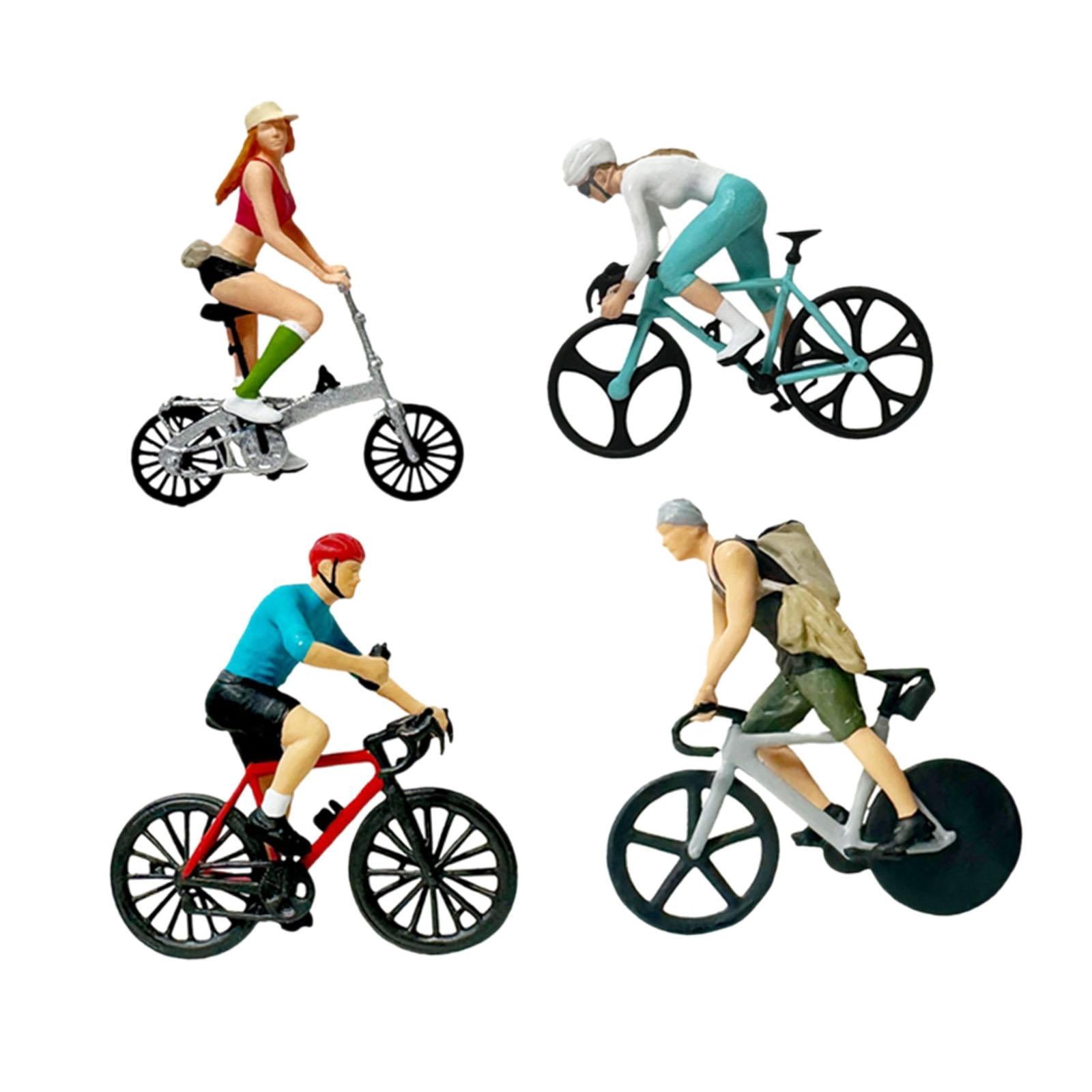 LeeQinersw 4 Pieces 1:64 Scale Rider Model Mini Figure for Miniature Scene Fairy Garden