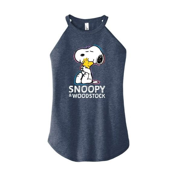 Peanuts - Snoopy And Woodstock - Juniors High Neck Tank Top