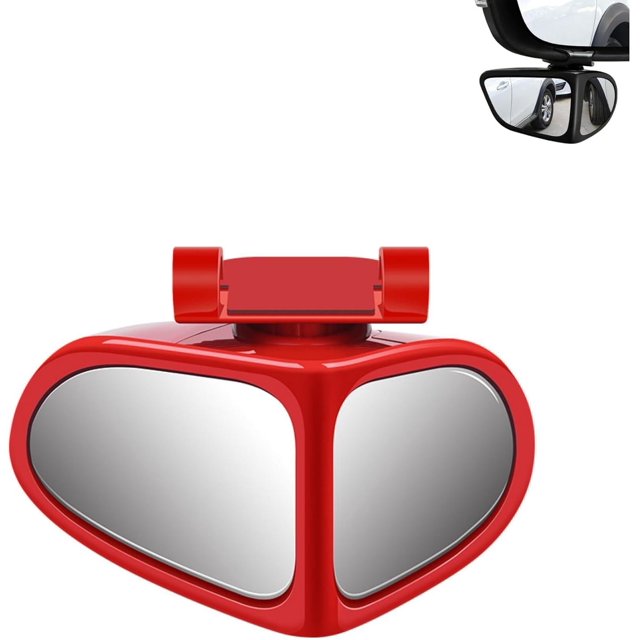 HD Car Blind Spot Elimination Mirror,New Car Side Mirror Blindspot, 360° Rotatable Adjustable Rain/Fog Resistant Rear View, Wide-Angle Dual-View Auxiliary Side Blind Spot Mirrors (Red, Left)