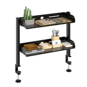 Mintazer 2-Tier Clamp-On Above or Below Desk Shelving Unit for Table Accessories, Gaming Devices, and More, Storage Tray, Desktop Organizer, Black
