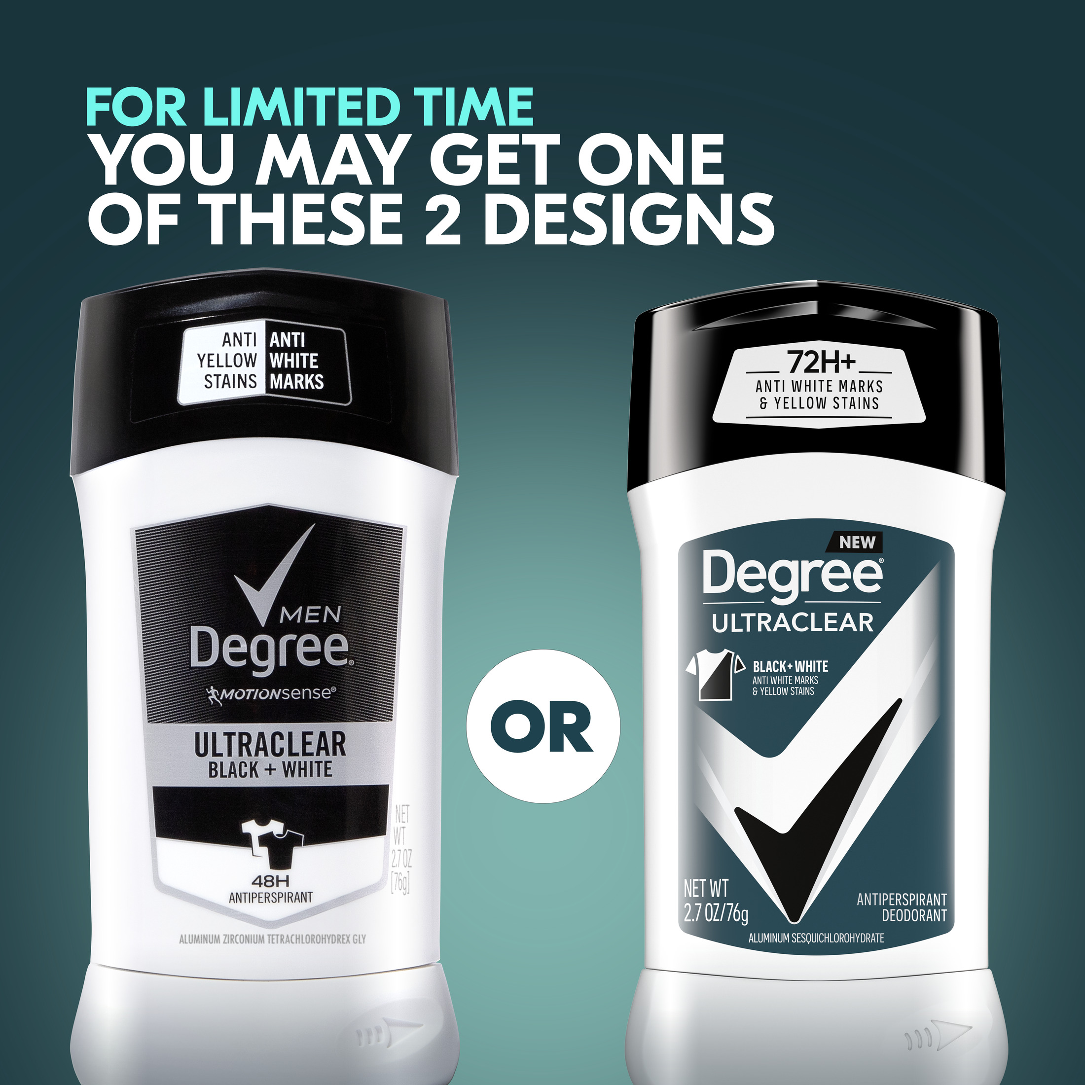Degree Ultra Clear Anti White Marks Men's Antiperspirant Deodorant Stick Black + White, 2.7 oz Twin Pack - image 4 of 10