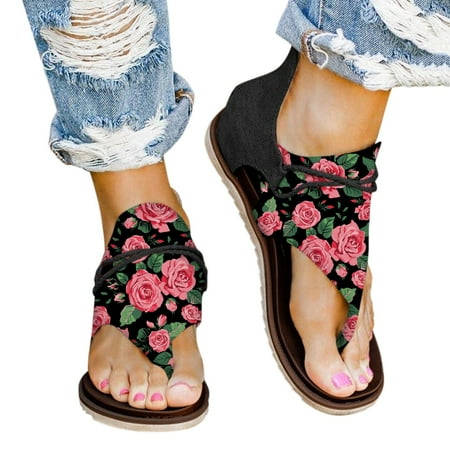 

CAICJ98 Wedge Sandals for Women Women Casual Summer Sandals with Arch Support Flip Flops Platforms Wedge Sandals Beach Leather Womens Shoes Walking Red