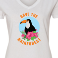thumbnail image 4 of Inktastic Save the Rainforest Toucan Illustration Women's V-Neck T-Shirt, 4 of 5