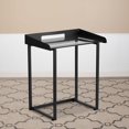 thumbnail image 4 of Contemporary Clear Tempered Glass Desk with Raised Cable Management Border and Black Metal Frame, 4 of 7