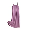 thumbnail image 2 of Asxite Plus Size Womens Pajamas Loose Spaghetti Strap Crew Neck Solid Short Sleep Dress, 2 of 7