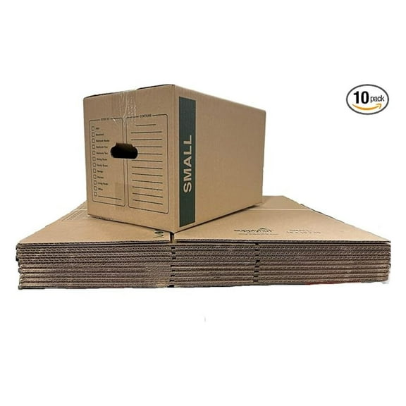 Small Cardboard Moving Boxes - 10 Pack 16x10x10 - 32 ECT with Handles - Sturdy Boxes for Packing and Storage - Moving Supplies