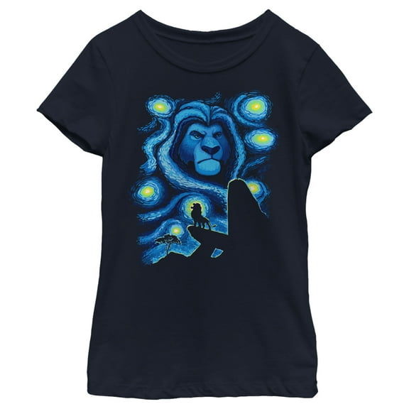 Girl's Lion King Starry Night Pride Rock  Graphic Tee Navy Blue Large