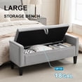 thumbnail image 6 of Storage Ottoman Bench, Velvet Upholstered Footstool for Bedroom and Living Room, Tufted Seat with Storage, Wooden Legs & Metal Rivets, Grey, 6 of 7