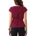thumbnail image 3 of INSPIRE CHIC Cap Sleeve Dressy Top for Women's Boat Neck Office Work Belted Peplum Tops XL Burgundy, 3 of 6