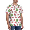 thumbnail image 4 of Yiaed Hand Drawn Watermelon Print Mens Short Sleeve Tight Fit T-Shirt, Crewneck Casual Tee-Small, 4 of 5