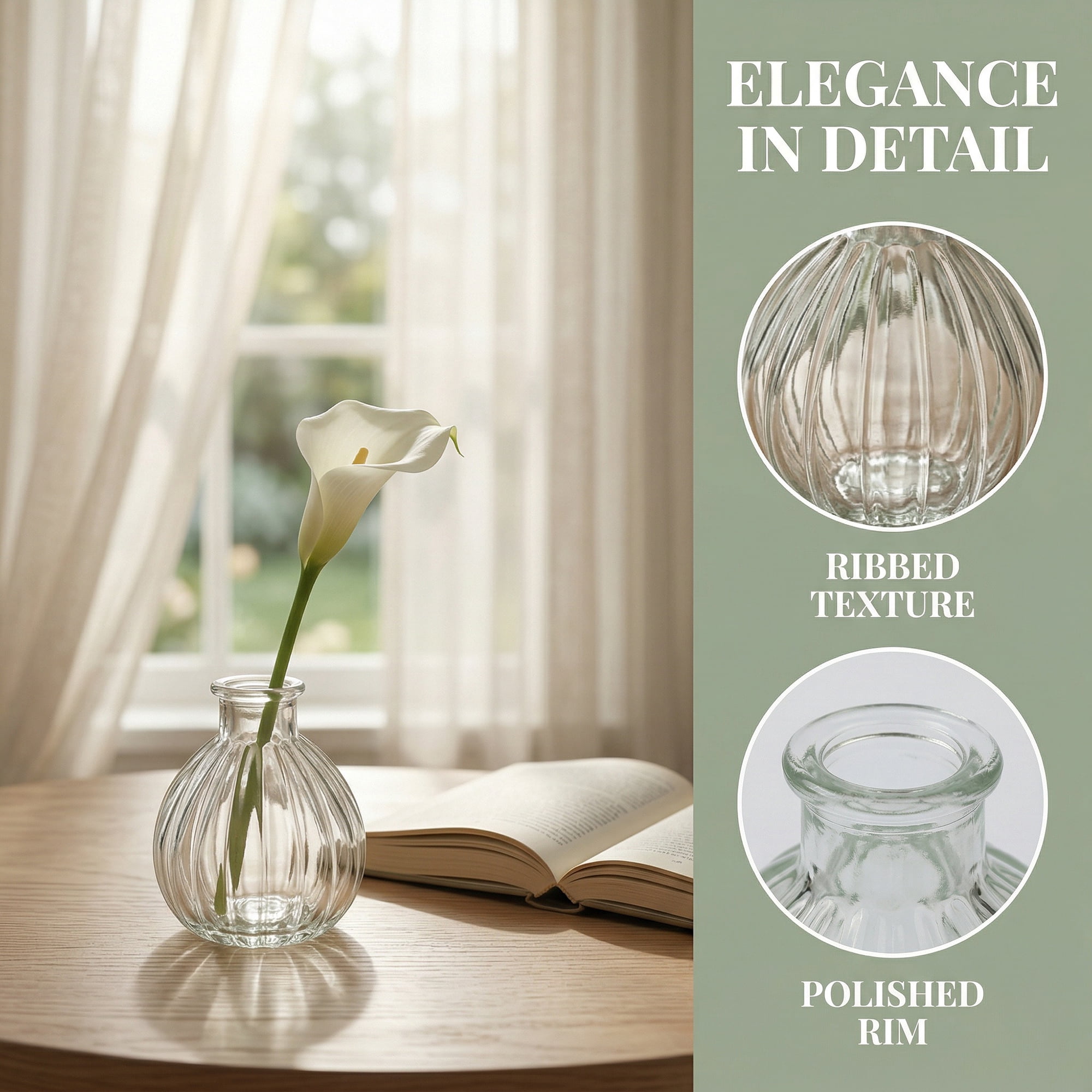 Unique Bargains Glass Bud Vases Set for Small Flower Vases Clear 2.8"L x 2.8"W x 3.1"H