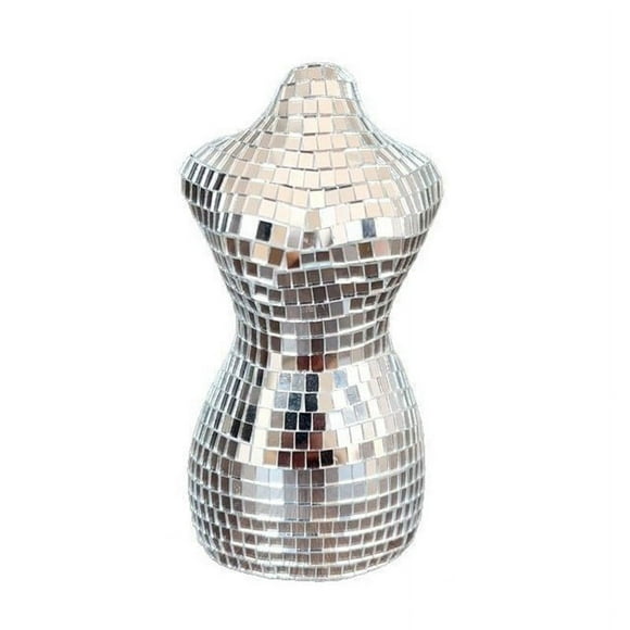 Espejo de vidrio modelo femenino ornamento | Figura decorativa reflectante | Decoración artesanal única y brillante | Base de espuma con cubierta de baldosa de vidrio completa | Versátil para