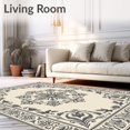 thumbnail image 2 of ODIKA 8'x10' Machine Washable Non-Slip Area Rug, Vintage Medallion Shag with Ornate Botanical Flourishes High Traffic Rug with Pad, Ivory, 660491, 2 of 8