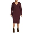 thumbnail image 2 of Terra & Sky Women's Plus Size V-Neck Sweater Dress, 2 of 5