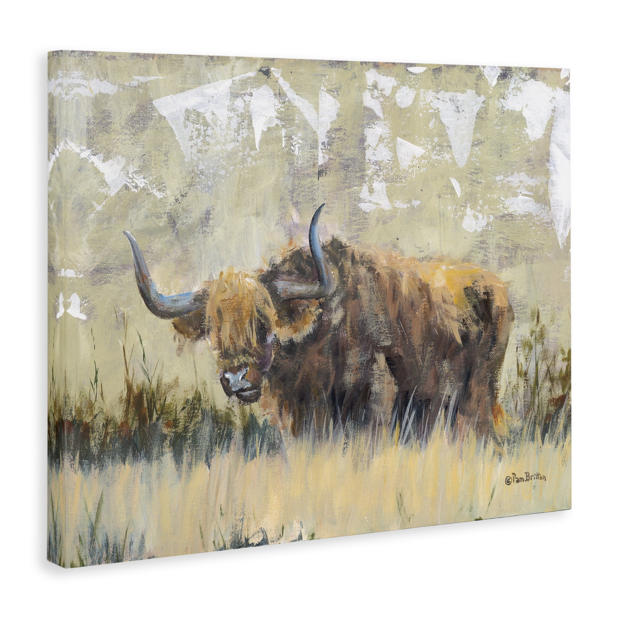 Stupell Industries Rustic Patterned Longhorn Animals & Insects Painting Gallery Wrapped Canvas Art Print Wall Art, 30 x 24