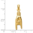 thumbnail image 4 of 14k Yellow Gold Hollow Hollow Rock On Sign Charm Pendant, 4 of 7