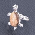 thumbnail image 1 of Women Rings Natural Gems Crystal Turtle Tortoise Lapis Lazuli Obsidian Jewelry, 1 of 6