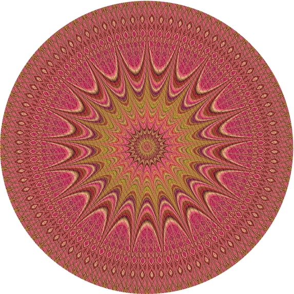 Ahgly Company Machine Washable Indoor Round Transitional Crimson Red Area Rugs, 6' Round