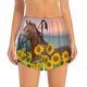 thumbnail image 2 of Balery Horse Sunflowers Pantalones cortos deportivos para mujer con forro y dos bolsillos, elásticos, para entrenamiento, gimnasio, yoga-X-Large, 2 of 7