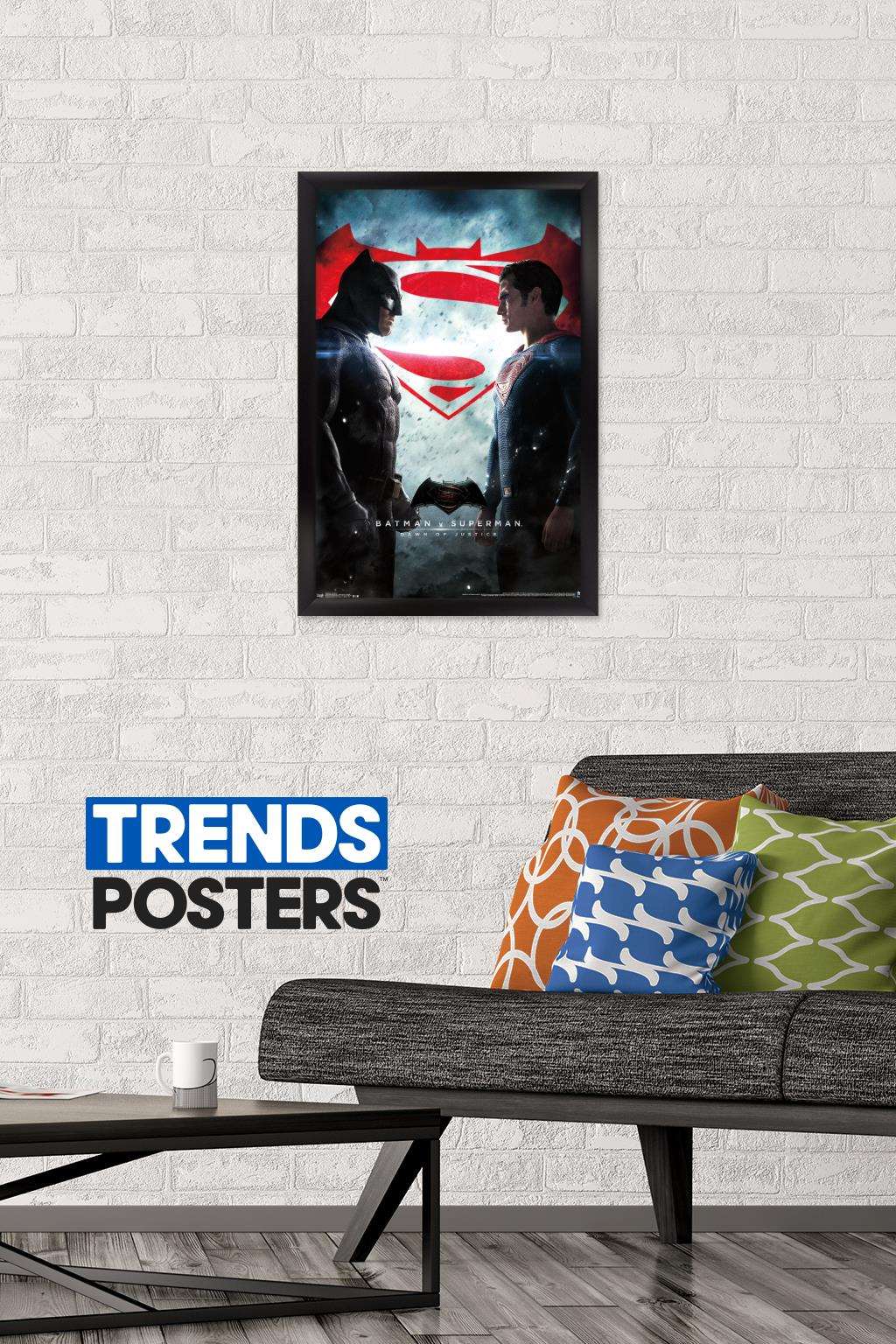 DC Comics Movie - Batman v Superman - One Sheet Wall Poster, 14.725" x 22.375", Framed