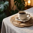 thumbnail image 2 of SLYNSHome Round Insulation Mat, Woven Braided Heat Pad for Kitchen Countertop and Dining Table, 12cm Cotton Linen Decorative Non-Slip Coaster for Hot Cups Pots and Cookware, 2 of 5