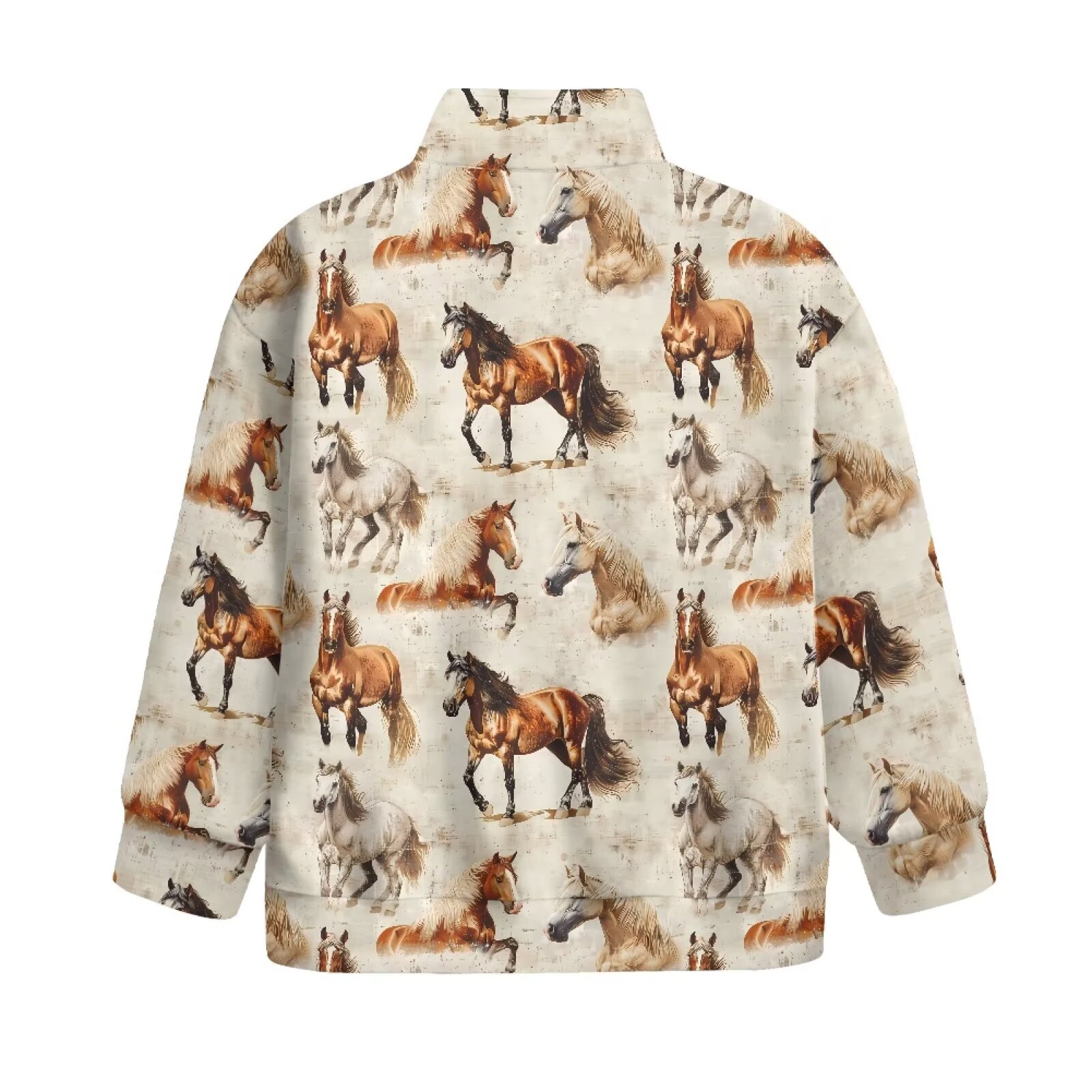 Uorisanigo Kids Girls Half Zip Pullover Sweatshirt Fall Trendy Western Horse Print Quarter Zipper Cropped Sweatshirt Loose Long Sleeve Workout Shirts Comfy Pullover Jackets