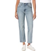 kensie Jeans for Women The Ella Vintage Straight High-Rise Straight Leg 27-Inch Inseam Raw Edge, Lora Wash, 6