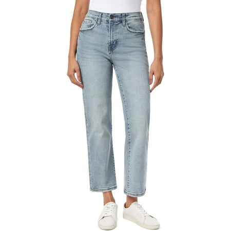 kensie Jeans for Women The Ella Vintage Straight High-Rise Straight Leg 27-Inch Inseam Raw Edge, Lora Wash, 6