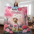 thumbnail image 2 of Hello Valentine’s Day Goldendoodle Flower Crown Romantic Pink Floral Quilt Blanket Doodle Dog Lover Gifts Idea Cozy Comforter Throw Blanket - 00031, 2 of 5