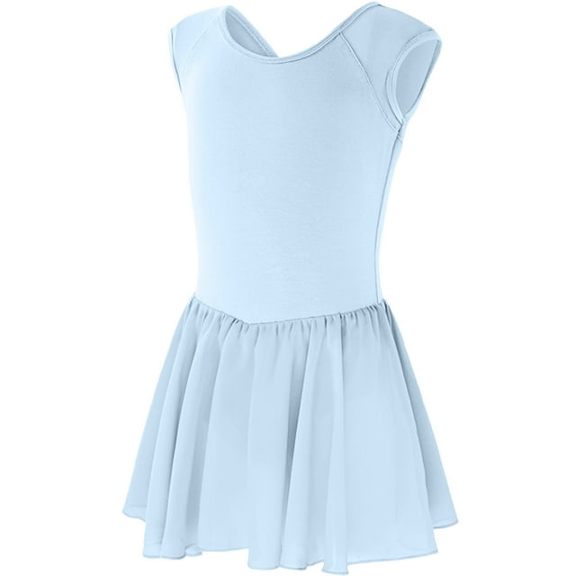 Bwiyojiz Tailles Mode 110-170 Robe Sans Manches à Col Rond Coton 4-14 Ans Danse pour Filles Chiffon Pratique Col Rond, 160, Cadeaux pour la Famille, Bleu Pâle