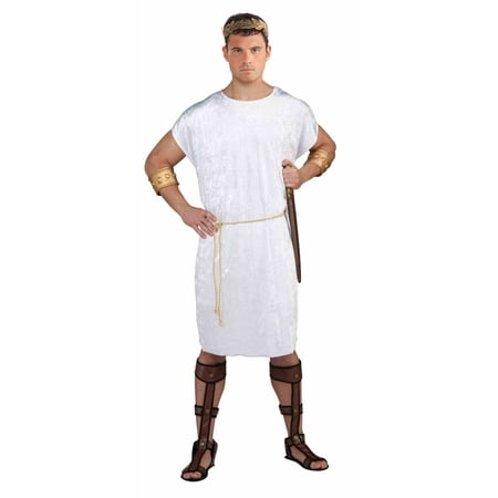 STD Men White Costume Tunic with Gold Rope Viking Roman Soldier Peasant ...