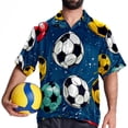thumbnail image 4 of Football Men's Short Sleeve Spread Collar Tops, Casual Button Down Shirts, Printed Summer Beach Shirts, Unisex, 4 of 6