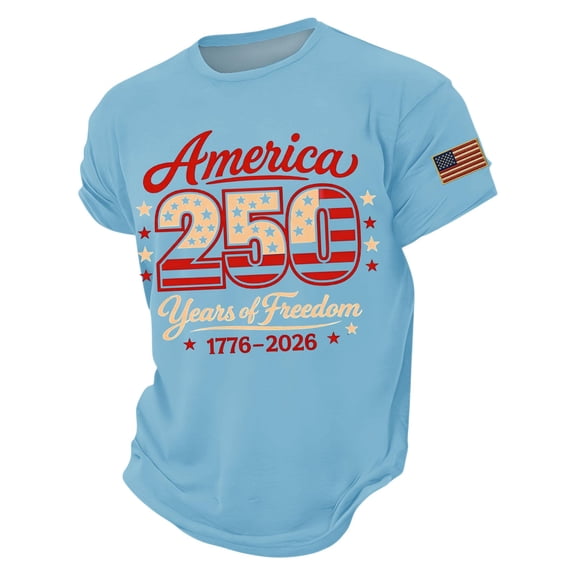 American Flag T Shirts Men for Celebrate 250th Anniversary of America Patriotic Veteran Tee Trendy Independence Day Tops