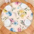thumbnail image 2 of Pioneer Flower Floral Print Pattern Round Fitted Tablecloth with Elastic Edge,Dining Table Cover Waterproof,Outdoor Round Tablecloth for Camping,Dining,Indoor and Outdoor, 2 of 7