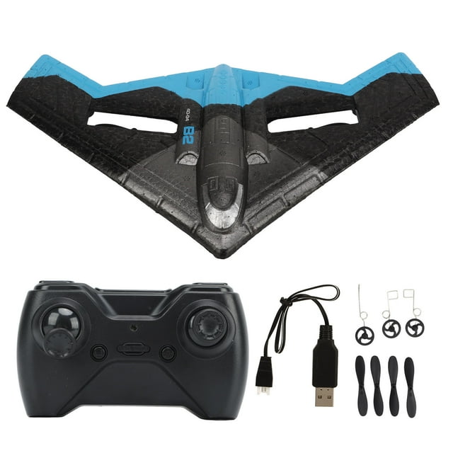 Avión planeador RC de 2,4 GHz, modelo de avión con control remoto, resistente a colisiones, planeador, juguete para niños, azul, 1 batería