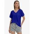 thumbnail image 4 of Women's Short Sleeve V-Neck Shirts Loose Casual Tee T-Shirt, 4 of 6