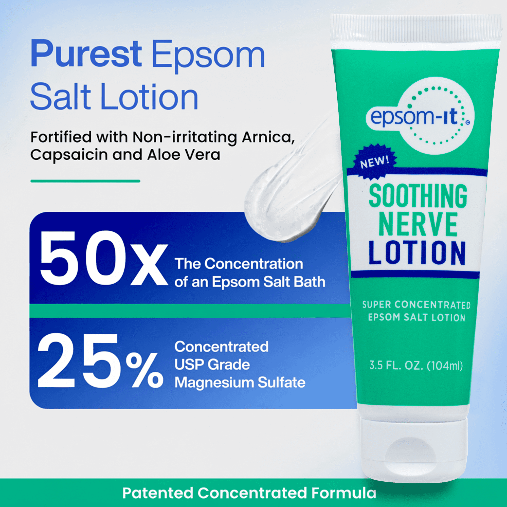 (3 pack) Epsom-It Soothing Nerve Tube - Epsom Salt Magnesium Lotion, Topical Magnesium Cream with Capsaicin & Arnica to Provide Comfort for Legs, Knee and Feet, 3.5 oz.