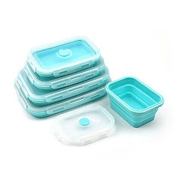 Fiambrera plegable de silicona, caja de conservación portátil, caja de almuerzo para microondas, caja de almuerzo de plástico, caja de almacenamiento para refrigerador