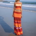 thumbnail image 2 of 2 Piece Skirt Sets for Women Summer Floral Sleeveless Tube Top Bodycon Maxi Skirts Y2K Vacation Going Out Outfits Orange L, 2 of 5