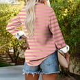 thumbnail image 4 of Qepwscx Casual Womens Long Sleeve Button Up Tops Stripe Print Collar Neck Shirts Going Out Tops T-Shirts Blouses Fall Spring Sweatshirt Basic Tees Loose Fits for Women, 4 of 6
