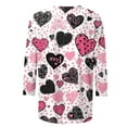 thumbnail image 4 of Qepwscx Womens Shirts 3/4 Long Sleeve Valentine'S Day Crewneck Sweatshirt Love Heart Printed Womens Blouses Plus Size Fall Tops Pullover Sweatshirt Graphic Tshirts Gifts Tee Tops, 4 of 7
