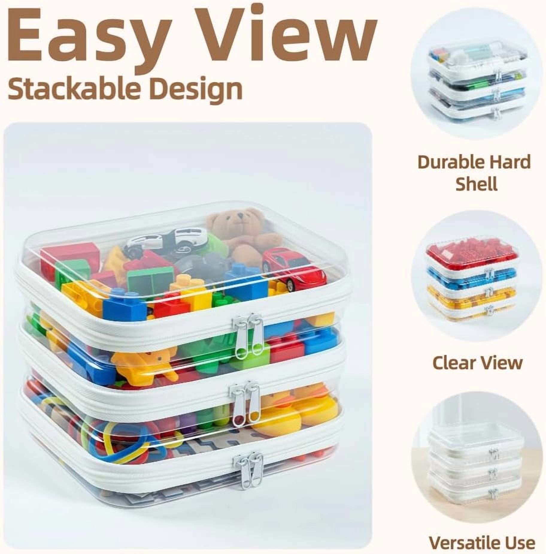 3-Pack Medium Clear Hard Shell Zipper Pouches, Bags, Case Pouches for Purse & Diaper Bag Organizer,and Travel Essentials (3M