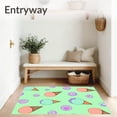 thumbnail image 3 of ODIKA 8'x10' Machine Washable Non-Slip Area Rug, Melting Ice Cream Cone Cute Food Bath Plush Design High Traffic Rug with Pad, Green, 729489, 3 of 8